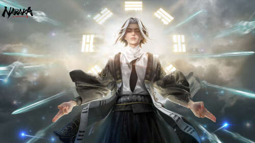 Postać – mag – ze świata Naraka: Bladepoint, wykonująca magiczne zaklęcie, w którym... 8K