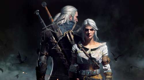 Ciri i Geralt z Rivii z gry Wiedźmin 3: Dziki Gon. 8K