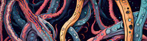 Abstrakcyjna, mroczna i kosmiczna wizja Cthulhu, przedstawiająca groźne macki i tajemniczą... Dual UHD