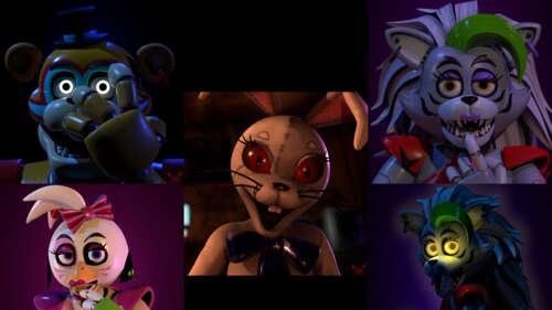 Glamrock Freddy i Vanny z gry wideo Five Nights at Freddy's: Security Breach. 8K