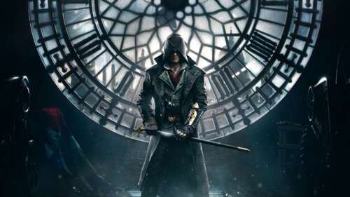 Szczegółowy portret Jacoba Frye’a z gry wideo Assassin’s Creed Syndicate. 8K