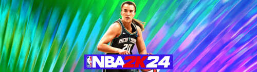 Profesjonalny koszykarz wykonuje dynamiczny ruch na rozświetlonym boisku hali, nawiązując... Dual UHD