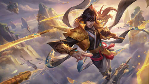 Talon z gry League of Legends pozuje ze swoimi charakterystycznymi ostrzami w dramatycznej,... 8K