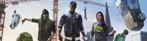 Zdjęcie grupowe przedstawiające postacie z gry wideo Watch Dogs 2: Marcusa Hollowaya,... Dual UHD