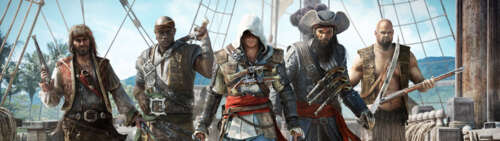 Bardzo szczegółowy portret Edwarda Kenwaya z gry Assassin's Creed IV: Black Flag. Dual UHD