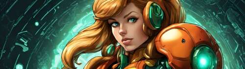 Samus Aran w swoim charakterystycznym pomarańczowo-czerwonym kombinezonie bojowym... Dual UHD