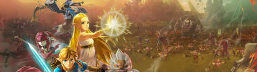 Postacie Link, księżniczka Zelda, Mipha, Daruk, Revali i Urbosa z gry „The Legend... Dual UHD