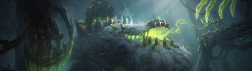 Bardzo szczegółowy i imponujący portret Cho’Gatha z gry League of Legends, przedstawiający... Dual UHD