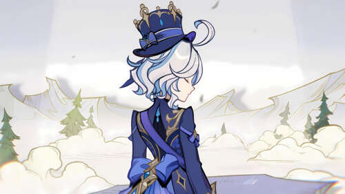 Piękne przedstawienie Furiny z gry Genshin Impact, ukazujące jej bogato zdobiony,... 8K