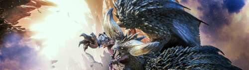 Starożytny Smok Nergigante z gry wideo Monster Hunter: World. Dual UHD