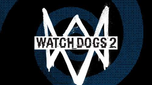 Logo gry Watch Dogs 2 oraz postać Marcusa Hollowaya w futurystycznej, związanej z... 8K