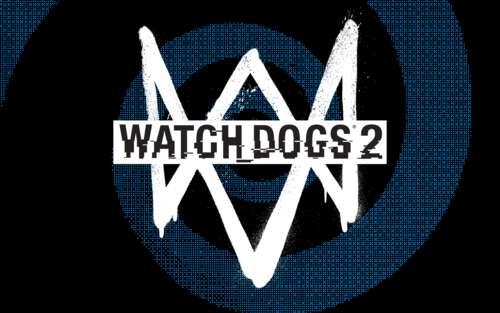 Logo gry Watch Dogs 2 oraz postać Marcusa Hollowaya w futurystycznej, związanej z... 7680x4800