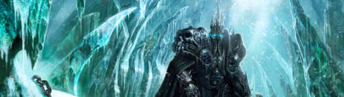 Imponujący, nieumarły rycerz w pokrytej szronem zbroi, stojący na ośnieżonym, zamarzniętym... Dual UHD