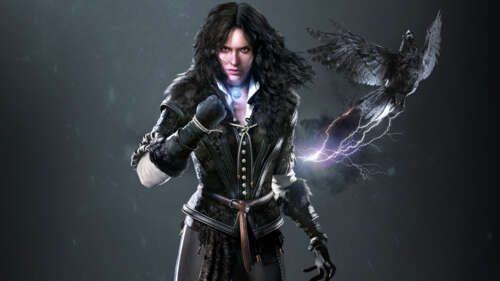 Szczegółowy portret czarodziejki Yennefer z Vengerbergu z gry Wiedźmin 3: Dziki Gon. 8K