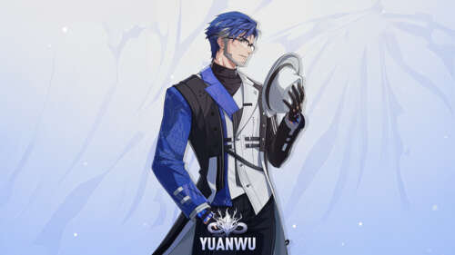 Dobrej jakości ilustracja przedstawiająca postać Yuanwu z gry wideo Wuthering Waves. 8K
