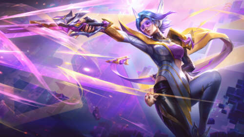 Fiora z gry League of Legends: Wild Rift, przedstawiona w gotowej do walki pozie,... 8K
