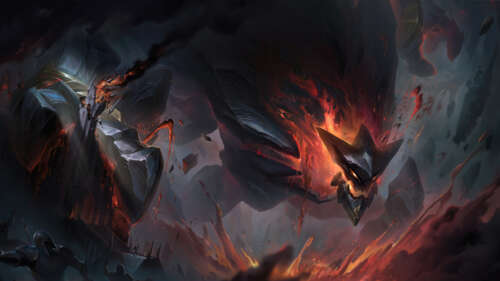 Malphite, kamienny golem z gry League of Legends, przedstawiony jako potężna, skalna... 8K