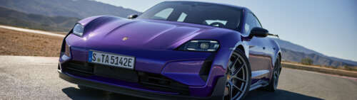 Profesjonalne zdjęcie eleganckiego, elektrycznego samochodu luksusowej klasy – Porsche... Dual UHD