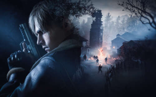 Leon S. Kennedy z gry Resident Evil 4 (2023) w mrocznym, niepokojącym klimacie survival... 7680x4800