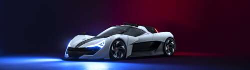 Elegancki, aerodynamiczny, nowoczesny samochód sportowy, zaprezentowany w profesjonalnym... Dual UHD