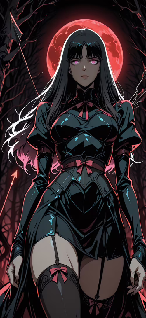 Ilustracja w stylu anime przedstawiająca kobietę o długich, czarnych włosach, świecących... Blackview BV6100