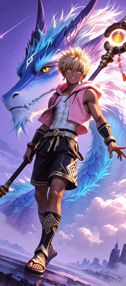 Młody mężczyzna o jasnych włosach, ubrany w różową bluzę z kapturem, trzyma w ręku... General Mobile GM 10