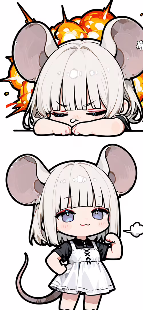 Dziewczynka w stylu chibi, nawiązująca do anime, z dużymi uszami przypominającymi... Apple iPhone 11