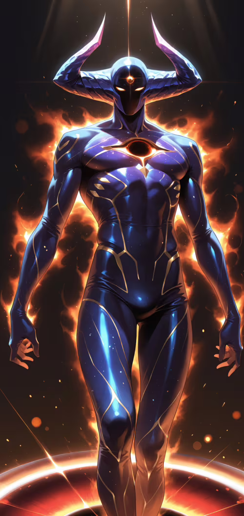 Potężna, muskularna istota kosmiczna o ciemnej, popękanej skórze, która świeci od... Doogee N20