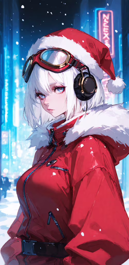 Dziewczyna w stylu anime, z krótkimi, białymi włosami i czerwonymi oczami, ubrana... Samsung Galaxy A8 Star