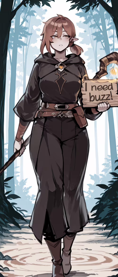 Elficki mag o krótkich, brązowych włosach, ubrany w ciemny, okrywający go płaszcz... Sony Xperia 10 II