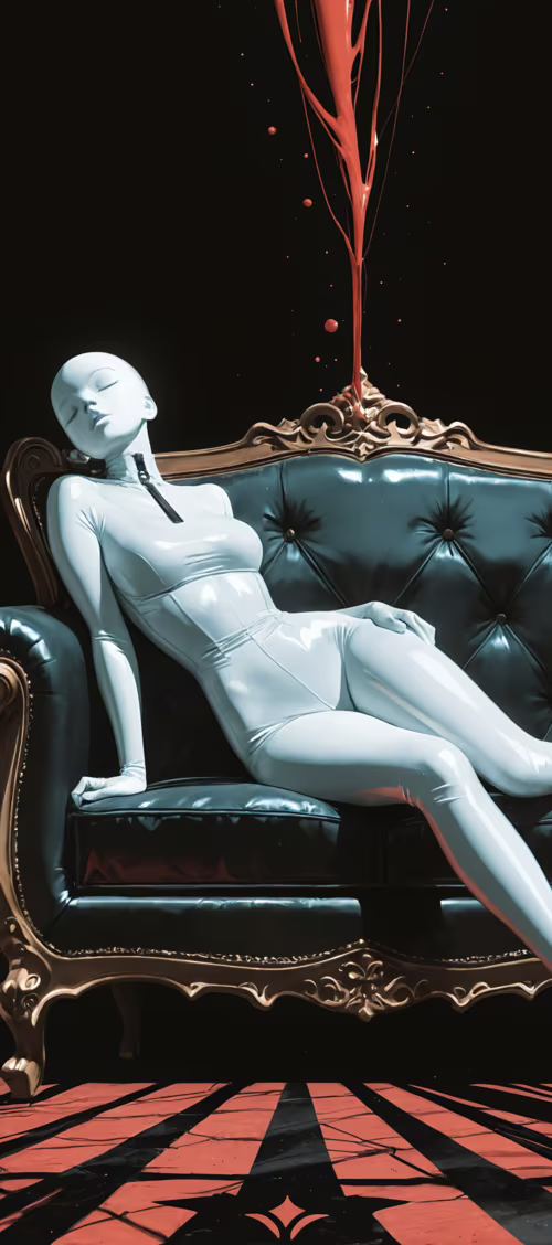 Kobieta w efektownej, czarnej, szpiczastej nakryciu głowy i błyszczącym, białym,... Alcatel 3x 2019