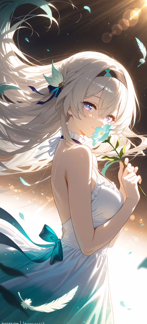 Ilustracja w stylu anime przedstawiająca Firefly z gry Honkai: Star Rail. Ma długie,... Huawei Mate 40