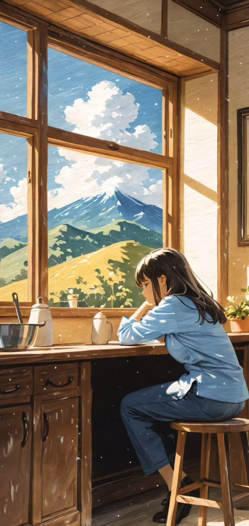 Ilustracja w stylu anime przedstawia młodą kobietę o krótkich, ciemnych włosach,... Honor 8C