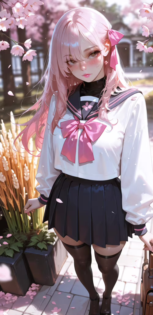 Ilustracja w stylu anime przedstawiająca dziewczynę o długich, różowych włosach,... Samsung Galaxy J6 plus Plus