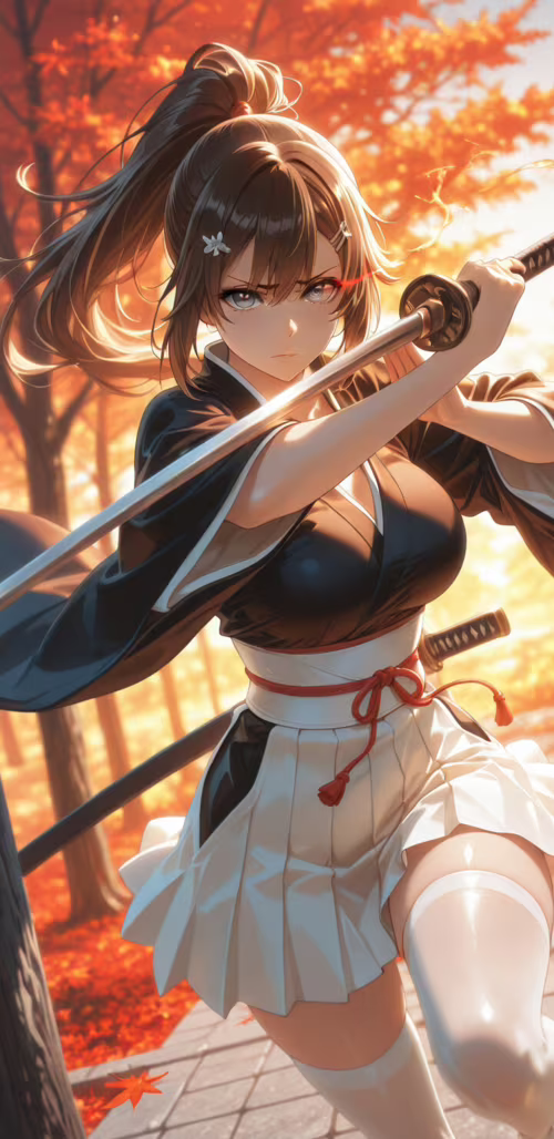 Animowana dziewczyna o długich, brązowych włosach, spiętych w kucyk, ma na twarzy... Samsung Galaxy J4 Core