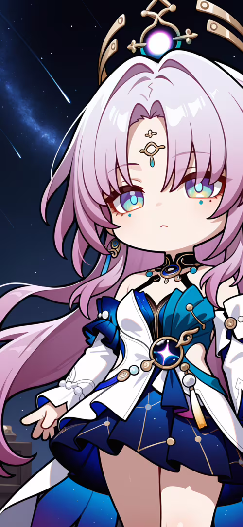 Słodki rysunek w stylu chibi przedstawiający Fu Xuan z gry Honkai: Star Rail. Ma... Xiaomi Redmi 9