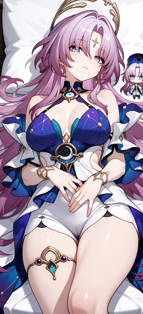 Słodki rysunek w stylu chibi przedstawiający Fu Xuan z gry Honkai: Star Rail. Ma... Huawei Mate 40