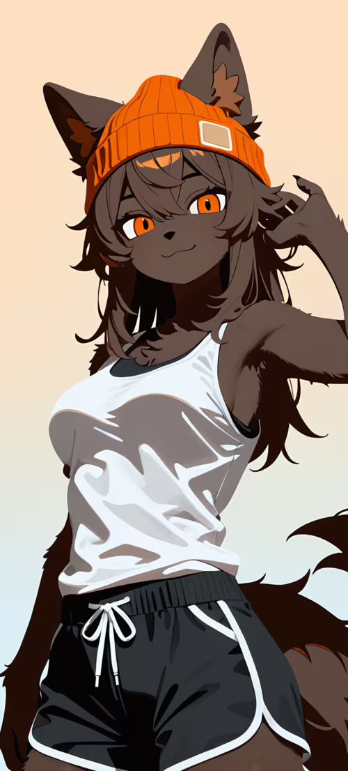 Ilustracja w stylu anime przedstawiająca antropomorficzną wilczycę o długich, brązowych... Huawei Nova 9 SE