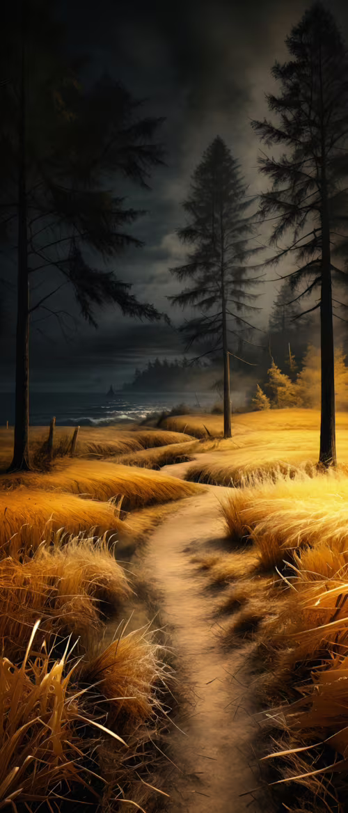 Malownicza scena przedstawiająca polną ścieżkę, wijącą się przez złote pole wysokich... Sony Xperia 10 II