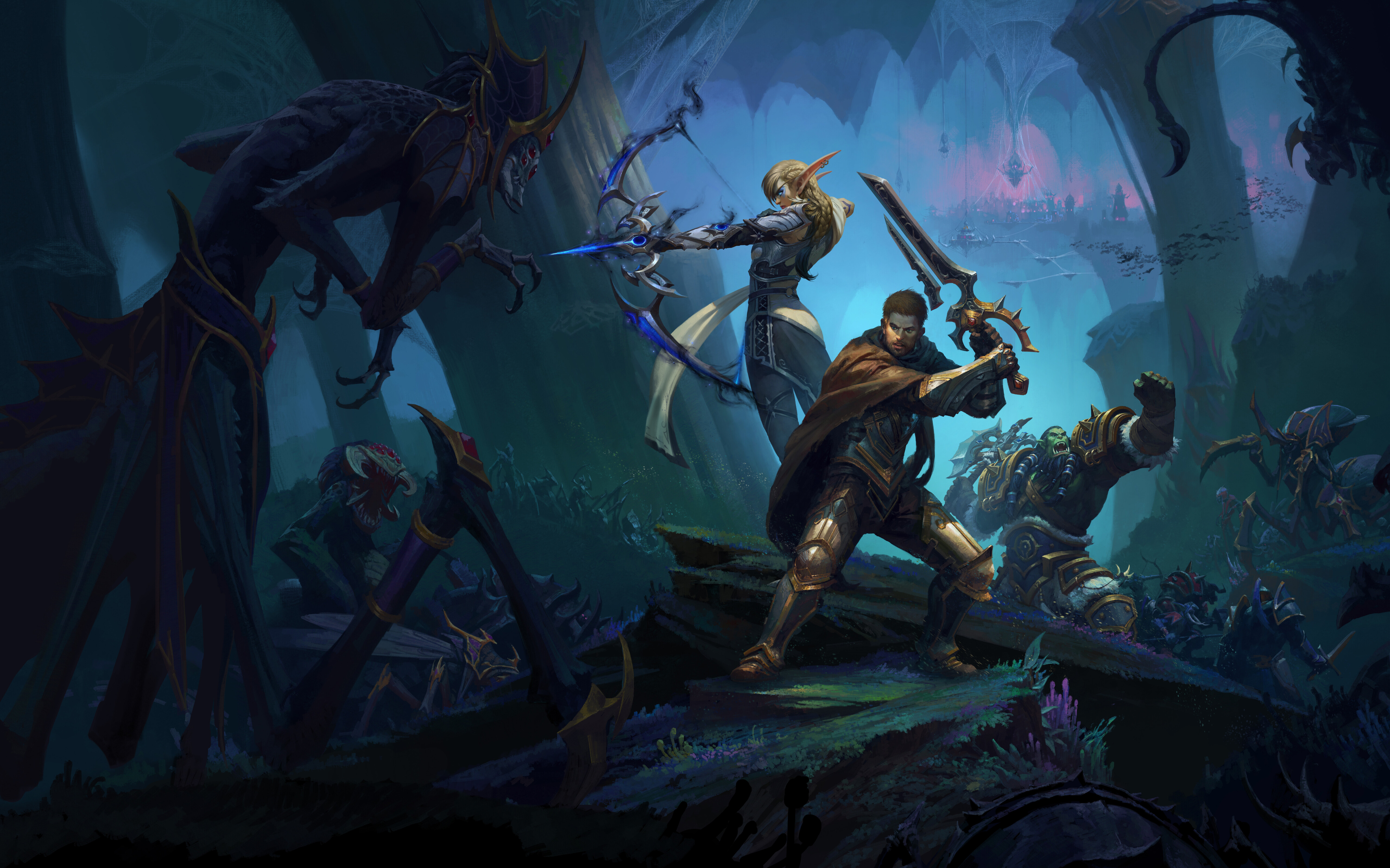 Alleria Windrunner, Anduin Wrynn i Thrall z gry wideo World of Warcraft: The War Within.