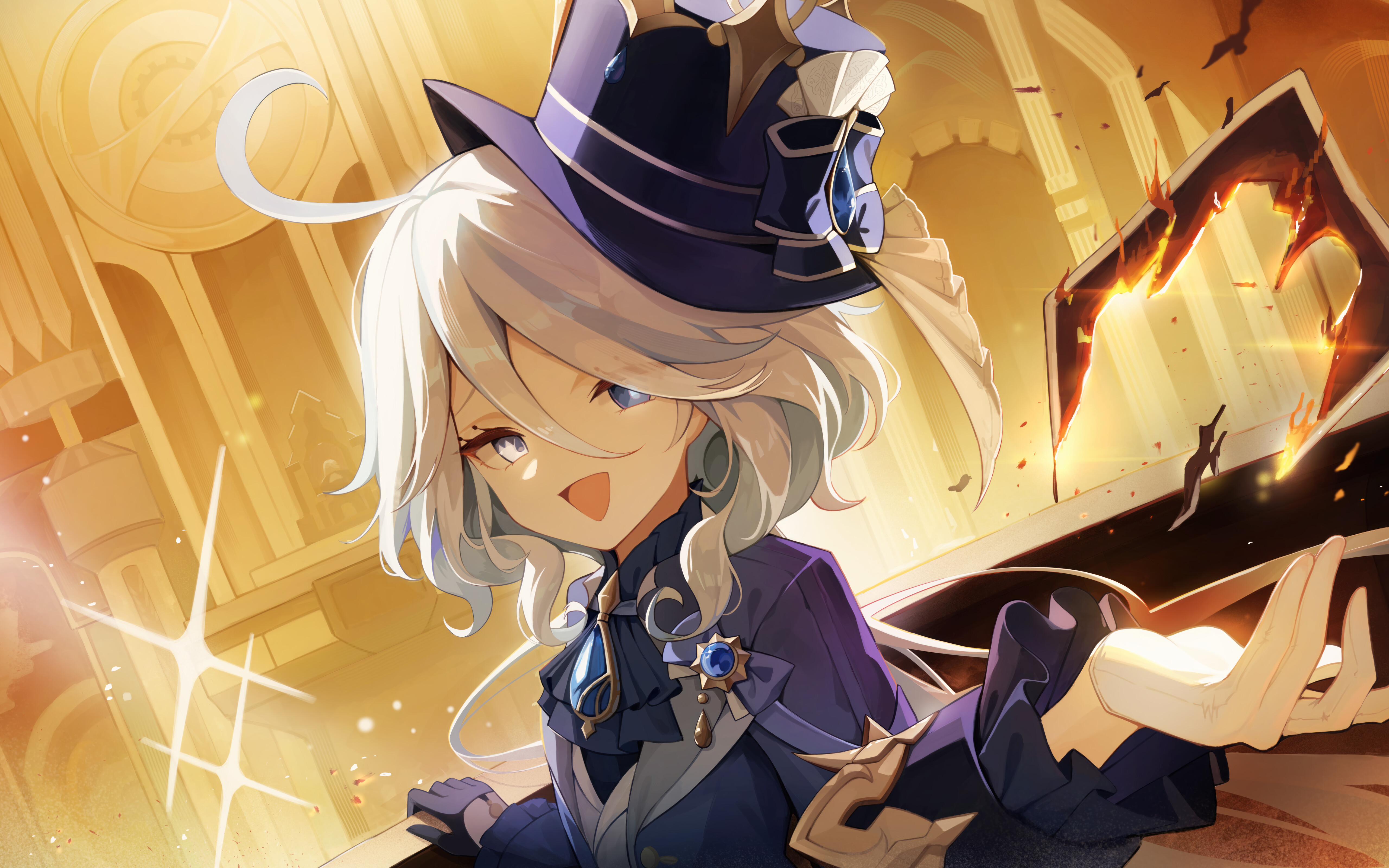 Piękny portret Furiny z gry Genshin Impact.