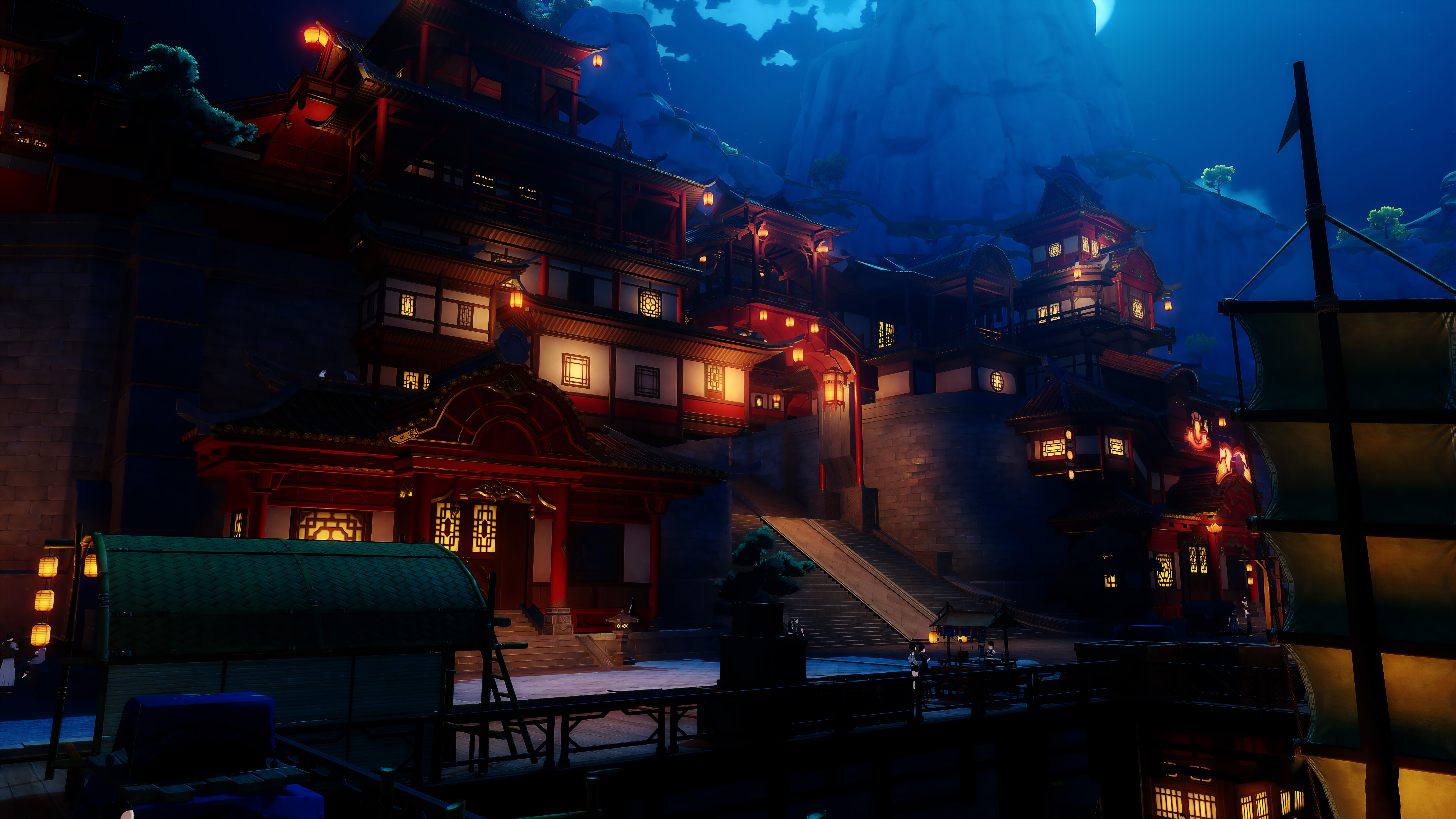 Pięknie oddana postać, utrzymana w stylistyce graficznej gry Genshin Impact, z dbałością o szczegóły w ubiorze i efektach związanych z żywiołami.