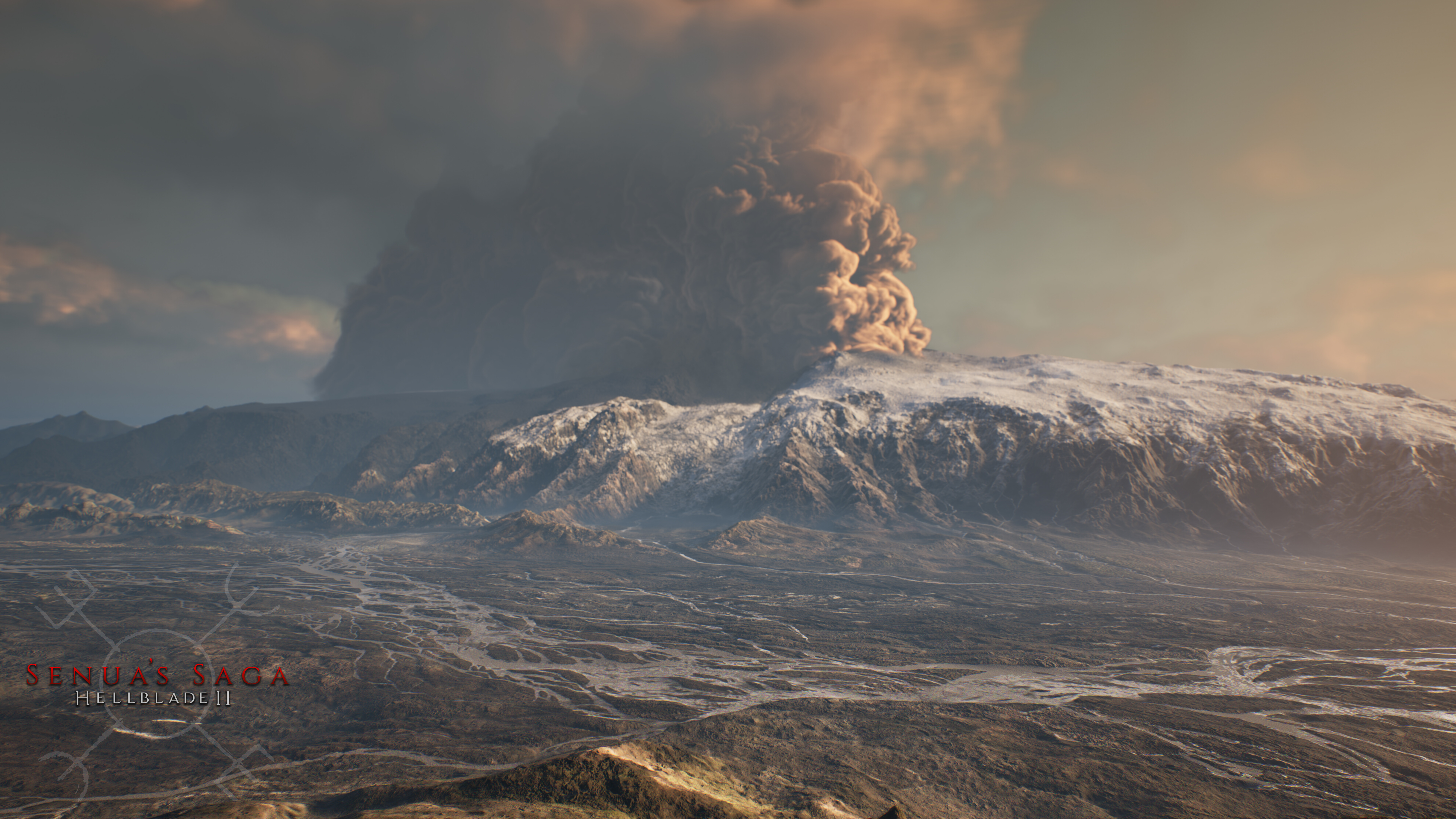 Szczegółowe i pełne klimatu zbliżenie postaci Senui z gry wideo Senua's Saga: Hellblade II, ukazujące jej pełne emocji wyraz twarzy i wojowniczy wygląd.