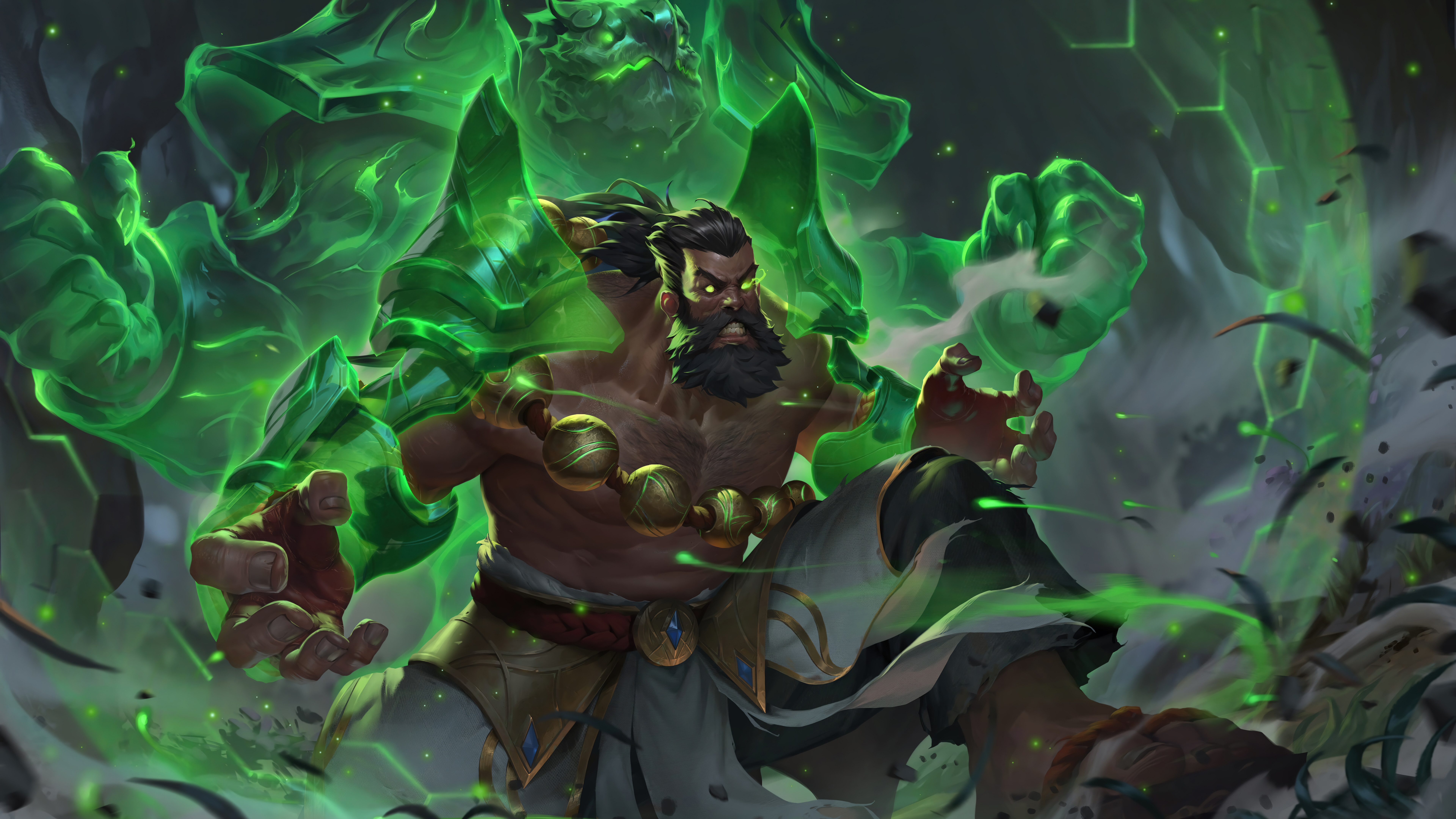 Udyr, Duchowy Wędrowiec ze świata League of Legends, przedstawiony w pierwotnej i pełnej mocy pozie.