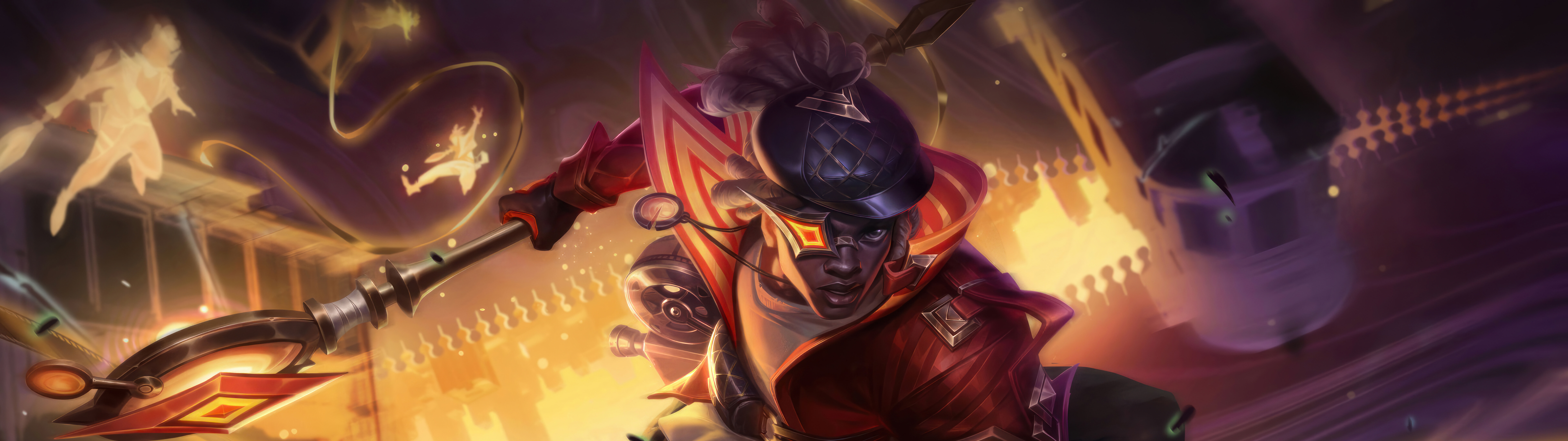 Zbliżenie przedstawiające portret Ekko z gry League of Legends, z neonowymi, niebieskimi akcentami i elementami futurystycznej technologii.