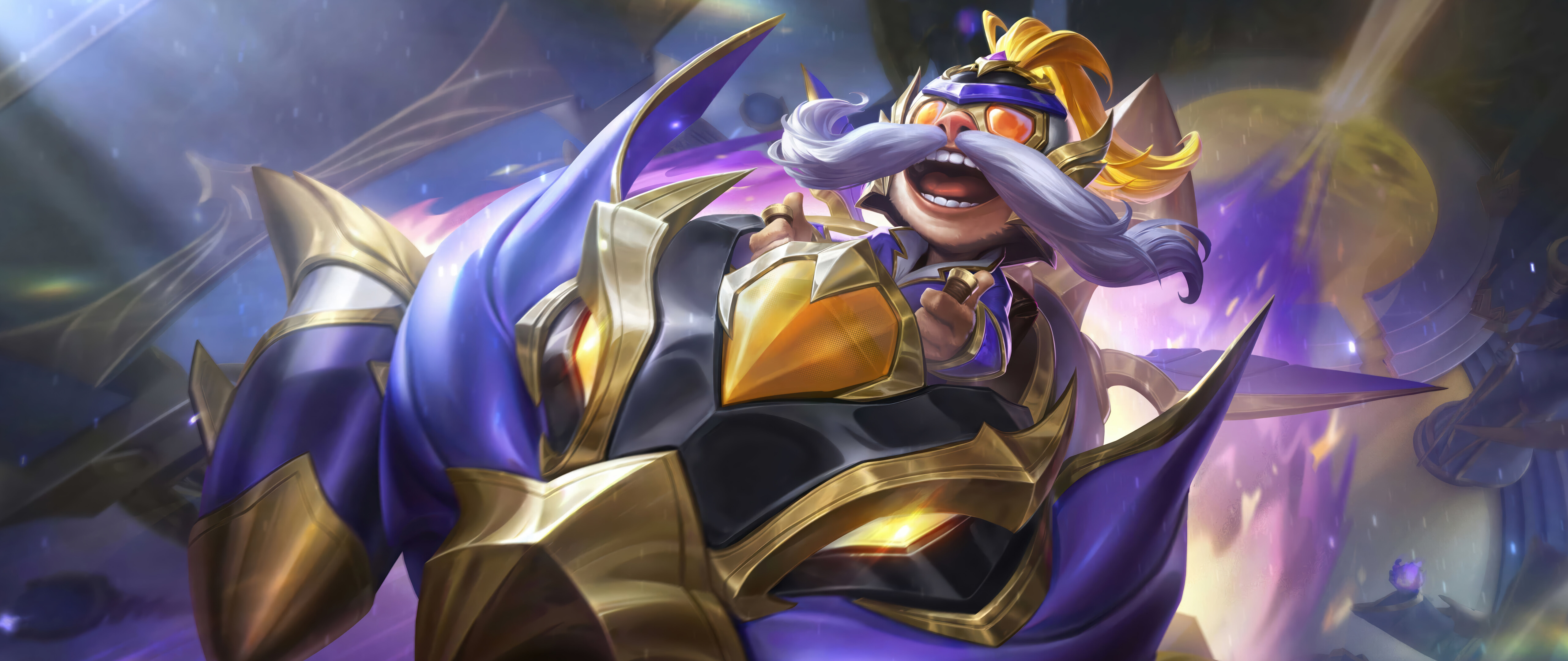 Corki, pilot rasy Yordle ze świata League of Legends, przedstawiony w szczegółowym portrecie.