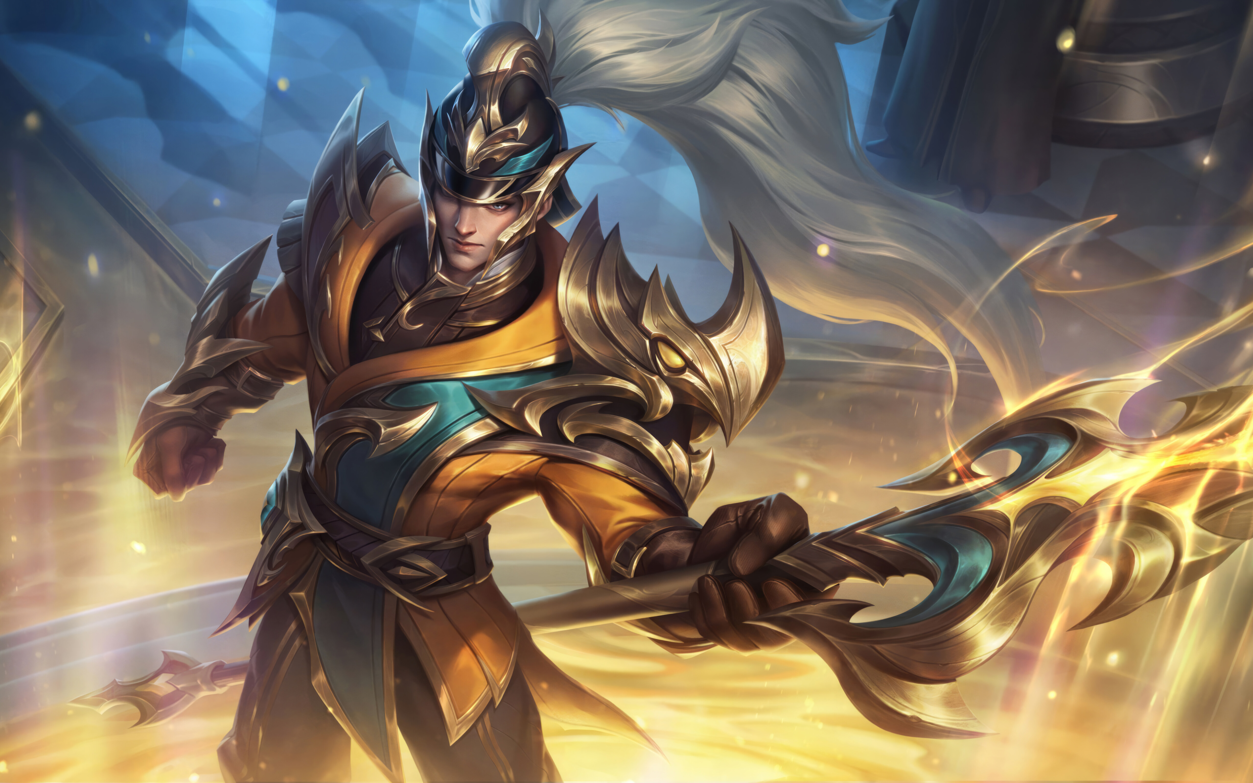 Xin Zhao z gry League of Legends pozuje ze swoją charakterystyczną włócznią.