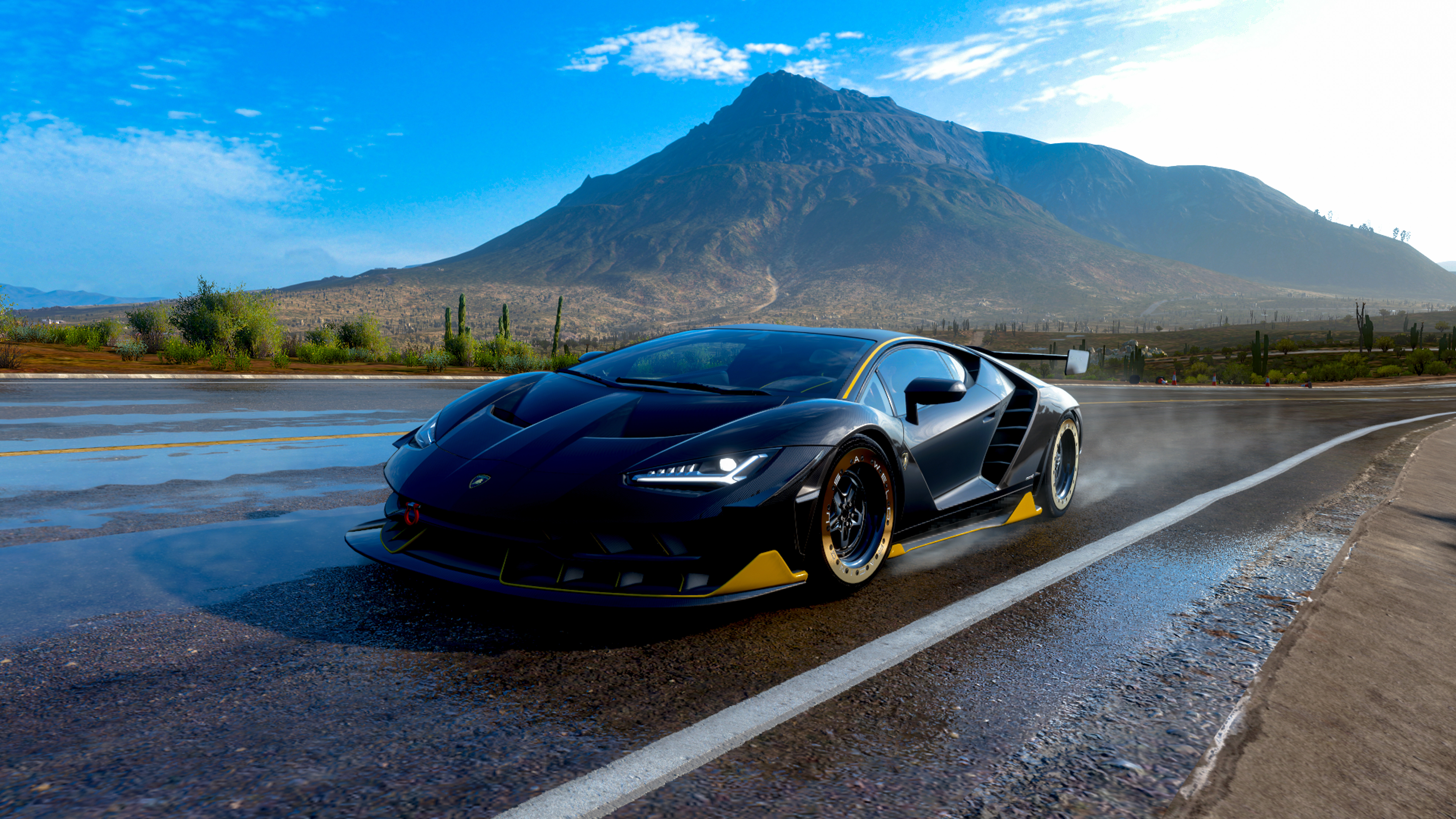 Wysokowydajny supersamochód Lamborghini Centenario, uchwycony na ekranie podczas rozgrywki w grze Forza Horizon 5.
