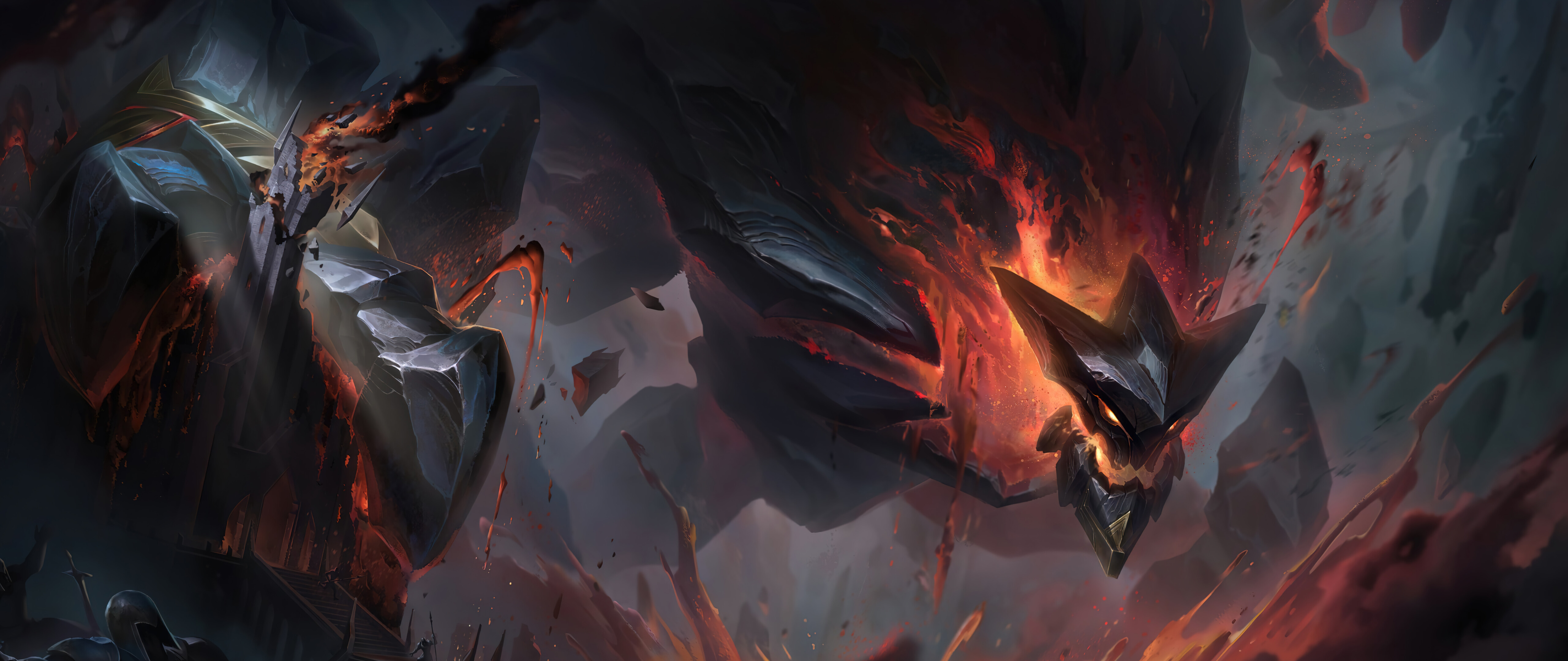 Malphite, kamienny golem z gry League of Legends, przedstawiony jako potężna, skalna istota.