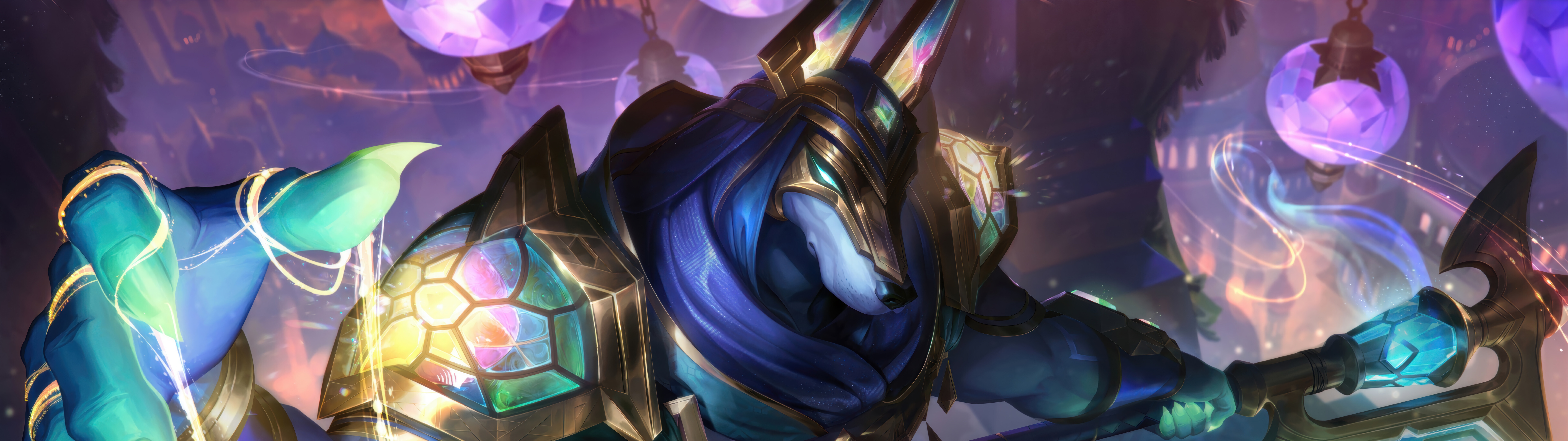 Imponująca ilustracja przedstawiająca Nasusa, Strażnika Pustyni, z gry League of Legends.